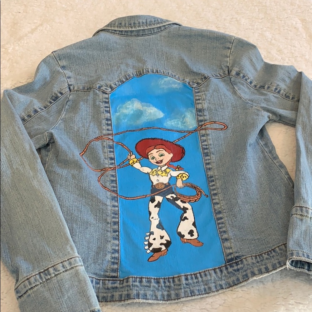 Custom Handpainted Vintage Denim Jacket Toy Story